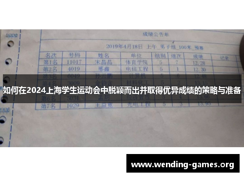 如何在2024上海学生运动会中脱颖而出并取得优异成绩的策略与准备 如何在2024上海学生运动会中脱颖而出并取得优异成绩的策略与准备